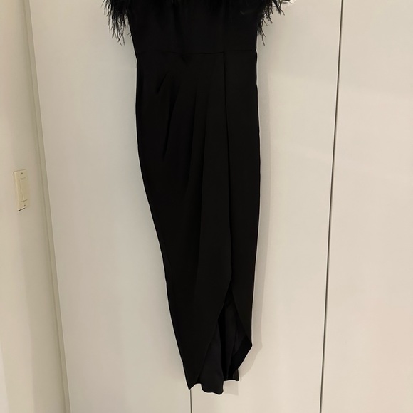 Aidan by Aidan Mattox Strapless Feather Trim Gown - Picture 3 of 8
